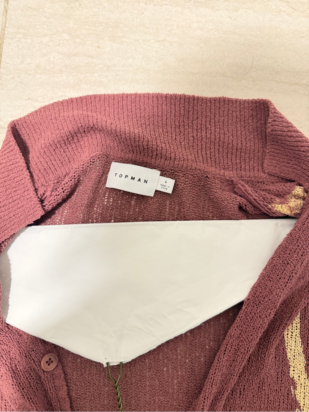 Topman / MEN / Dusty Rose Open-Knit Button Front Cardigan / L